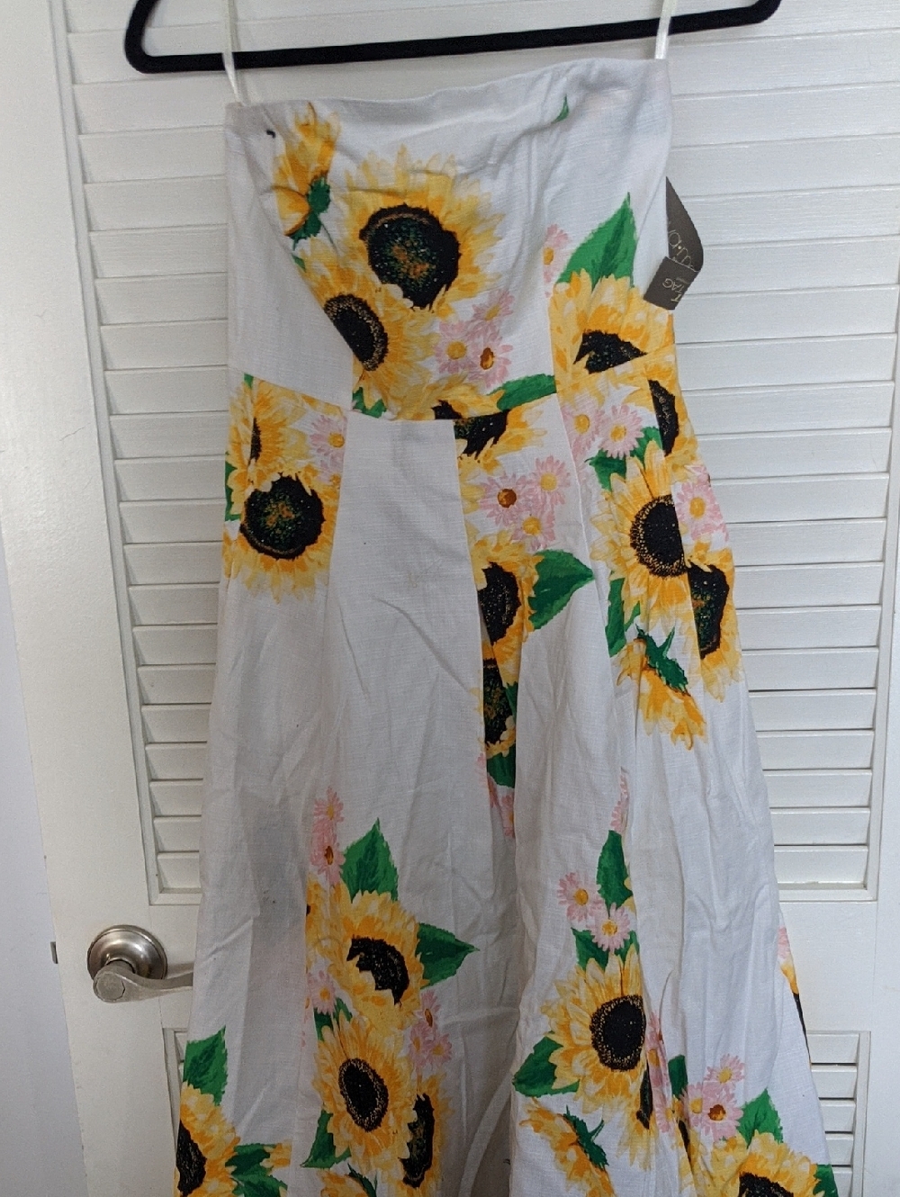 New York & Company White Strapless Sunflower-Print Maxi Dress NWT